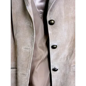 Vintage 90s Boho Suede Leather Blazer Tan Ruff Hewn Women's L thumbnail 6