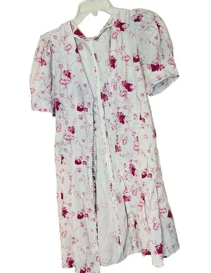 CHELSEA AND WALKER Women's White Pink Floral Button Front Mini Dress Size 4 thumbnail 4
