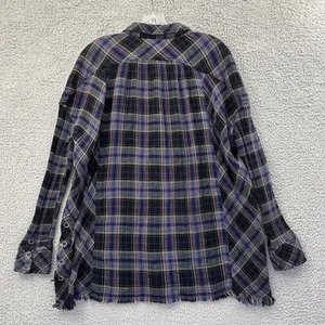 Free People Juniper‎ Ridge Snap Side Plaid Button Up Shirt Boho Grunge Women's S thumbnail 2
