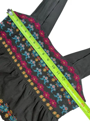 NATURAL LIFE Boho Crop Tank Top with Multicolor Floral Embroidery thumbnail 7