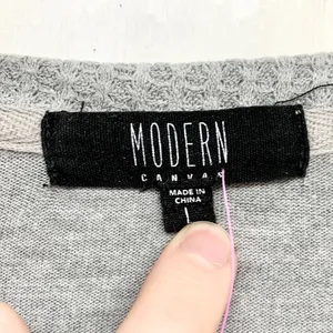 Modern Canvas Pumpkin Graphic Waffle Knit Womens Size L Grey‎ Fall Farmhouse Top thumbnail 2