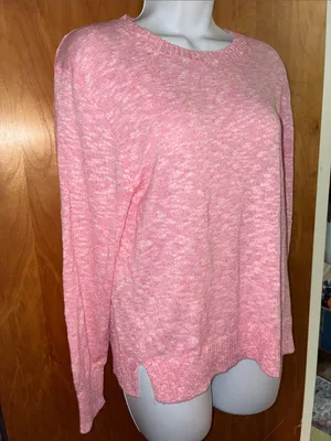 J. Crew Pink & White Heathered Sweater Size Small thumbnail 4