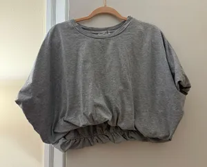 Grey Lab Grey Poplin Puff Cropped Shirt thumbnail 1