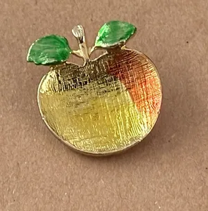 Beautiful Apple / Peach Enamel Lapel TAC Pin Brooch Cute! thumbnail 1