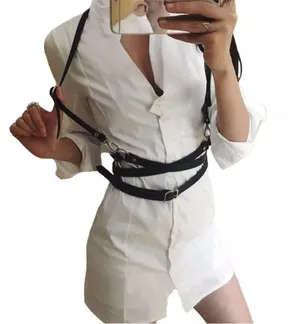 Black Punk O Ring Harness Rave Bondage New thumbnail 3