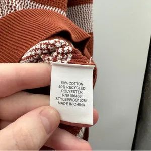 Market & Spruce Tawnee Cotton Blend Rust‎ & White Stripe Waffle Sweater Sz L NEW thumbnail 9
