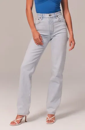 Abercrombie & Fitch Light Wash Ultra Hi Rise 90s Straight Carpenter Jean Size 6 thumbnail 1