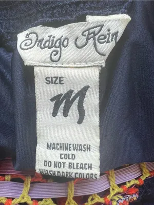 Indigo Rein Boho Crochet Trim Navy Halter Maxi Dress Size M thumbnail 6