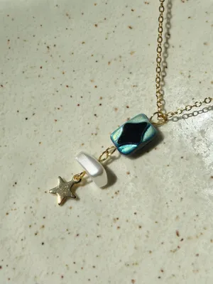 Handmade boho unique whimsy quality gold tone stainless steel necklace🖤 thumbnail 6