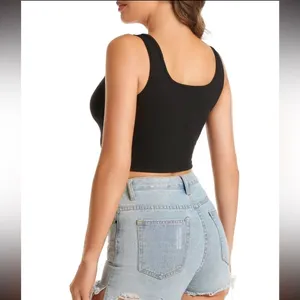 Black Sleeveless Crop Tank Top, size Large thumbnail 2