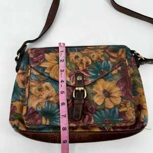 Patricia Nash Avellino Fresco Bouquet floral Italian Leather Crossbody Bag retro thumbnail 3