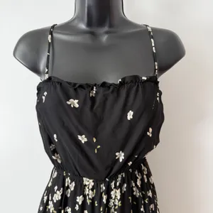 Reformation S Black Cottage Fairy 90s Soft Girl‎ Floral Mini Dress Summer thumbnail 2