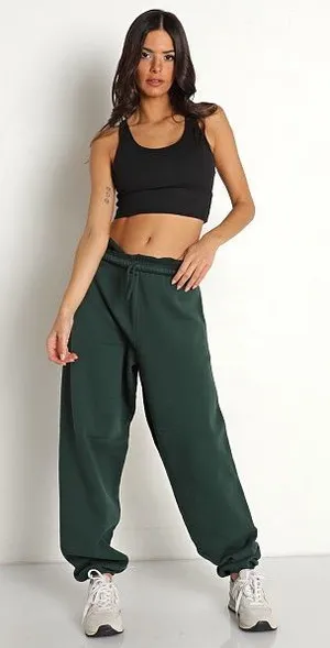 Joah Brown Oversized Jogger in Pine Green 100% Cotton Lounge Comfort size XS/S thumbnail 1