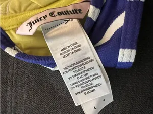 Y2K Juicy Couture Striped Blue & White Bikini Top with Yellow Straps Size Large thumbnail 9