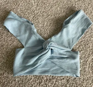 SheIn Blue Twist Front Open Back Crop Top thumbnail 2