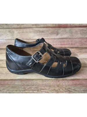 Naturalizer Black Leather Mary Jane Size 7.5M Adjustable Strap Comfort Shoes thumbnail 5