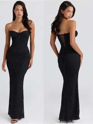 House of CB solaine Black lace Corset maxi dress thumbnail 2