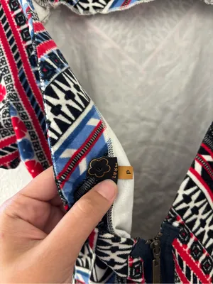 Farm Rio geometric mini dress in red and blue thumbnail 3