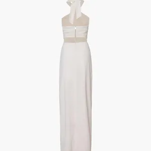 Commense Crisscross Cutout Halter Split Knit Long Dress size small White thumbnail 2