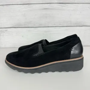 Clarks Collection Loafers Sharon Dolly‎ Black Suede Womens Size 9 Comfort Preppy thumbnail 4