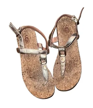 UGG Gold Leather Cork Sole Sandals Size 7.5 thumbnail 1