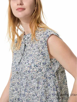 Uniqlo Light Cotton Pintuck Blouse | Sleeveless NWT Off White XL thumbnail 2