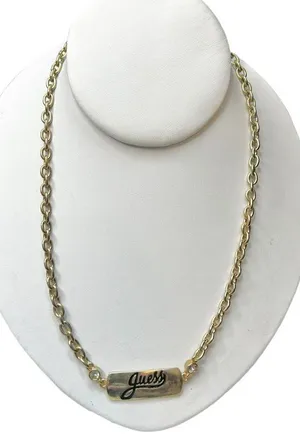 Guess gold toned chain necklace with “guess” plated name plate thumbnail 1