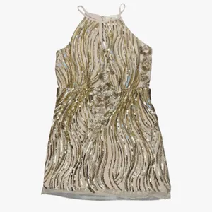 Sugar + Lip2 Sequin Mini Dress S Gold Champagne Cold Shoulder Keyhole Cocktail thumbnail 7