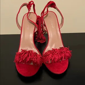 Forever Rubina 57 Fringe Open Toe High Heel Sandals thumbnail 4