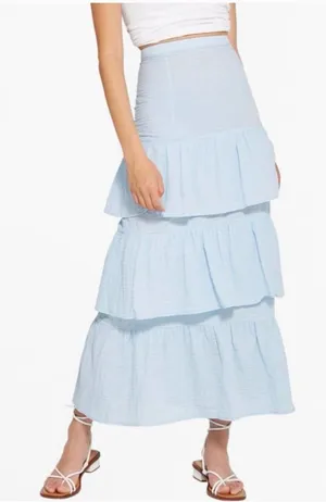 Capulet Light Blue Tiered Maxi Skirt thumbnail 1
