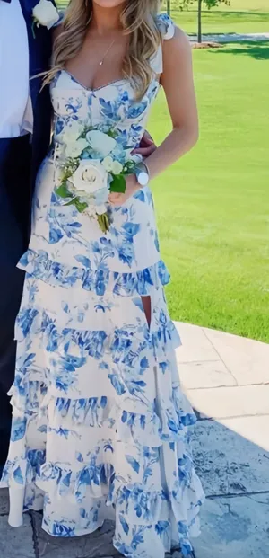 PromMirror Blue Floral Maxi Dress thumbnail 1