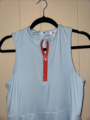 TCEC Light Blue Athletic Dress/Shorts with Coral Zip Detail thumbnail 2
