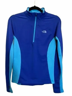 The North Face Women's Blue & Light Blue Quarter Zip Pullover Athletic Jacket thumbnail 1