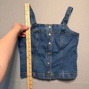 John Galt Button Front Denim Camisole Top Blue Stretch Women Size S thumbnail 4