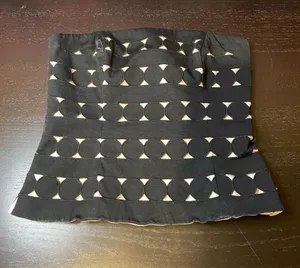 White House | Black Market Black and Cream Patterned Strapless Top thumbnail 1