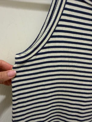 Madewell Navy Blue & Ivory Striped Racerback Sleeveless 90’s Mini Swing Dress XS thumbnail 7
