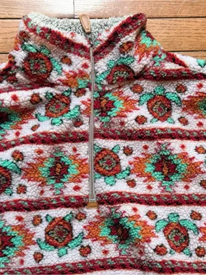 Simply Southern Plush Sea Turtle Aztec Pullover Sherpa Jacket Womens Size Large thumbnail 5