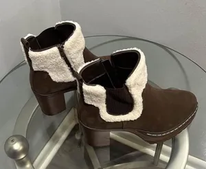 Pierre Dumas Brown and Cream Heeled Boots thumbnail 1