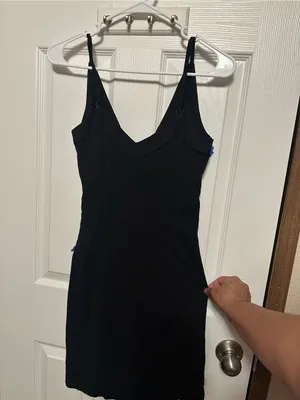 Free People Black Wrap-Front Spaghetti Strap Mini Dress thumbnail 7