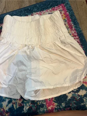 Free people movement Women's High-Waist Cream Smocked Shorts thumbnail 7