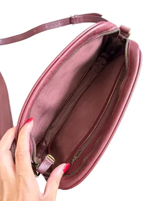 CARTIER Vintage Must Line Bordeaux Suede Calfskin Leather Crossbody Bag thumbnail 11