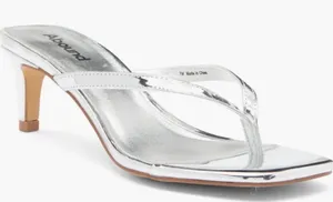 Abound Tina Kitten Heel Sandal Size 6 Silver Open Square Toe‎ thumbnail 1