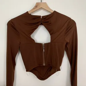House of CB Natelle Chocolate Brown Corset Longsleeve Top Womens XS thumbnail 10
