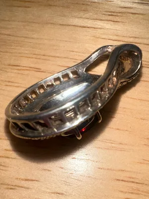BOMA Sterling Silver Red Garnet Marcasite Pear Teardrop Pendant 1.25" / 12.35g thumbnail 6