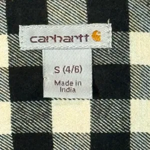 Carhartt Black and Cream Checkered Button-Up Flannel, sz Small (4/6) thumbnail 3