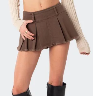 Edikted NWOT olive green pleated skort Washed Denim Pleated Micro Skort thumbnail 1