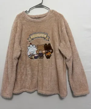 Cute Kawaii Bear Plush Fleece Sweater women’s One Size Cozy Soft Beige(A477)✨ thumbnail 1