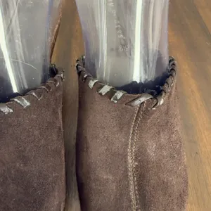 Made in Italy Suede Mules Clogs Chunky Heel‎ Brown Leather Upper Women's Size 6 thumbnail 7