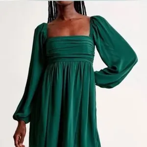 Abercrombie & Fitch Green Ruched Babydoll Mini Dress Small Tall thumbnail 1