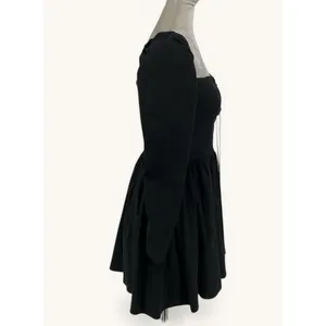 Reformation Johnny Mini Dress Womens 6 Black Square Neck Lace Up Cotton NWT thumbnail 9